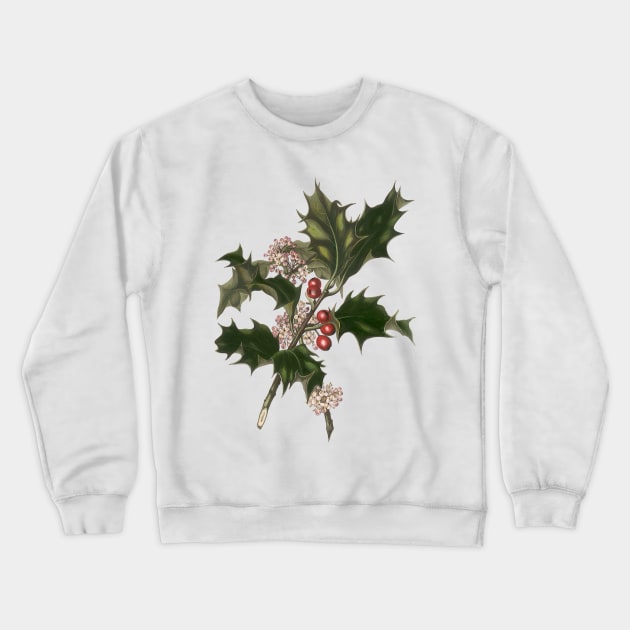 Vintage Christmas Holly Branch Crewneck Sweatshirt by MasterpieceCafe